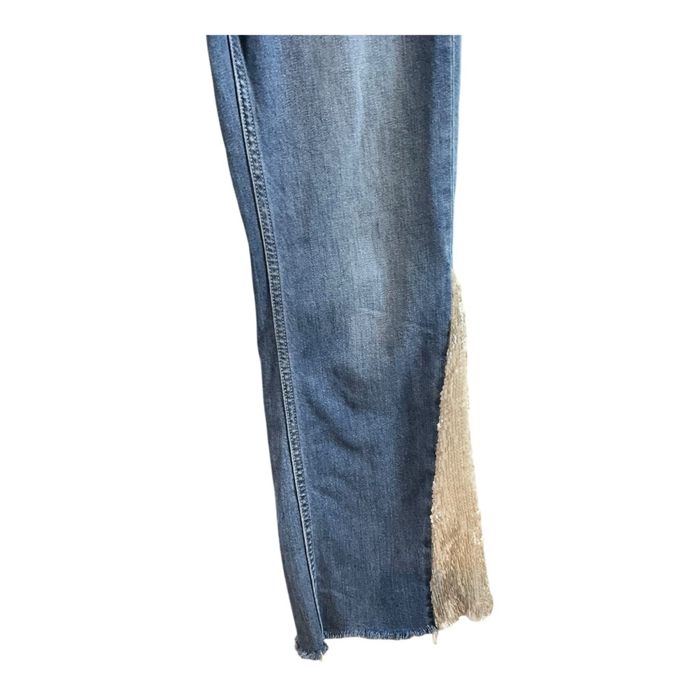 Pilcro and The Letterpress Women's High-Rise Sequined Flared Jeans Blue Size 26 - Picture 3 of 16